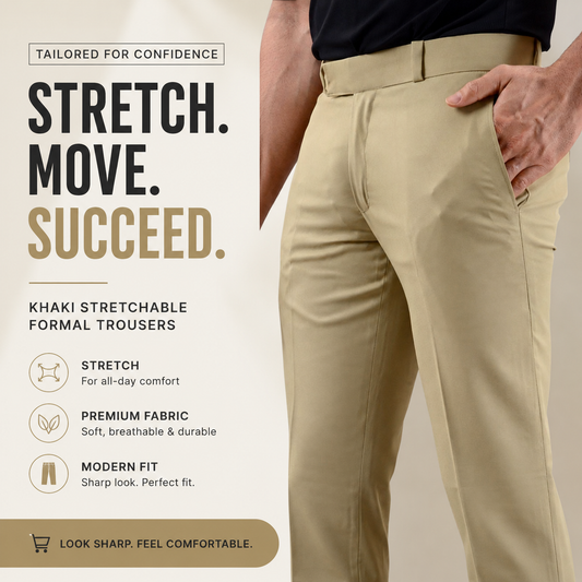 Men's Classic Khaki Slim Fit Trouser | Wrinkle Resistant | All Occasion Wear