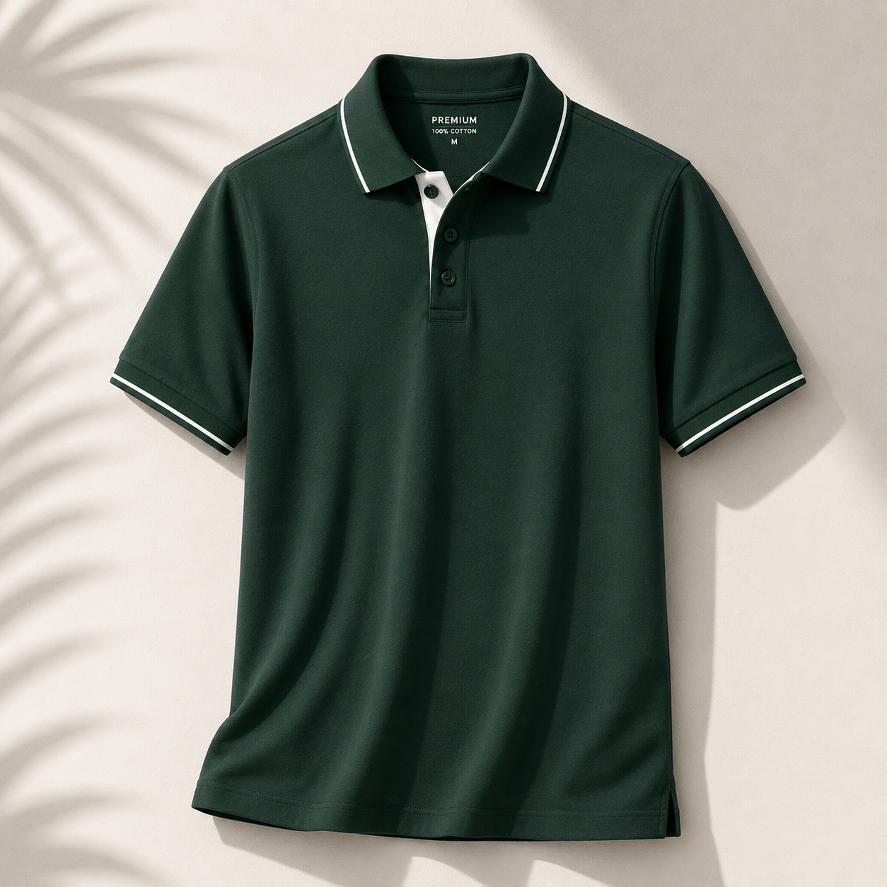 Premium Men's Bottle Green Polo T-Shirt with Tipped Collar | Half Sleeve