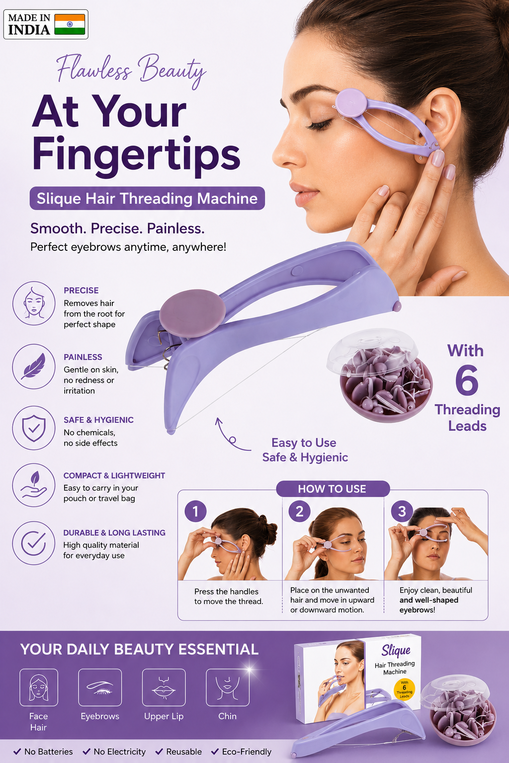 Slique Hair Threading Machine – Facial Hair Removal Tool