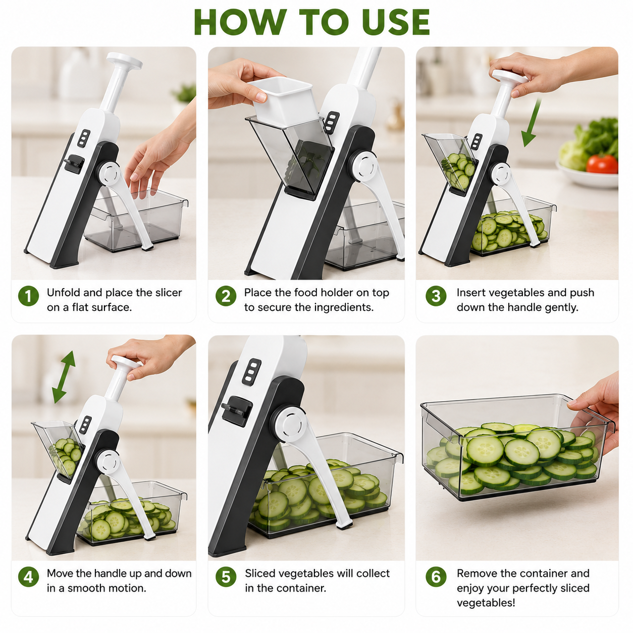 Manual Vegetable Cutter with Food Container / Adjustable Vegetable Slicer & Julienne Cutter