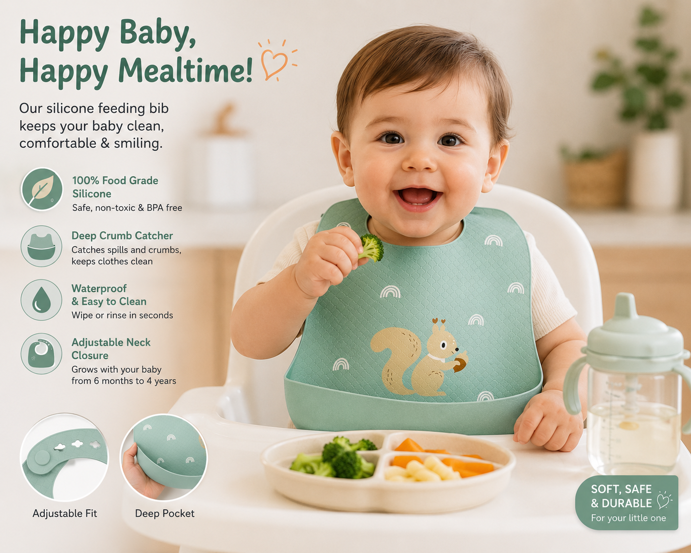 Newborn baby food scraps with pocket for Baby Food Feeding