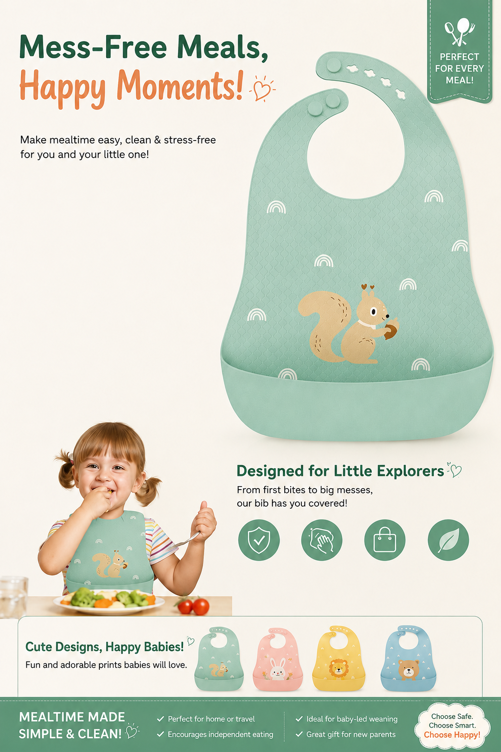 Newborn baby food scraps with pocket for Baby Food Feeding (Pack of 2)